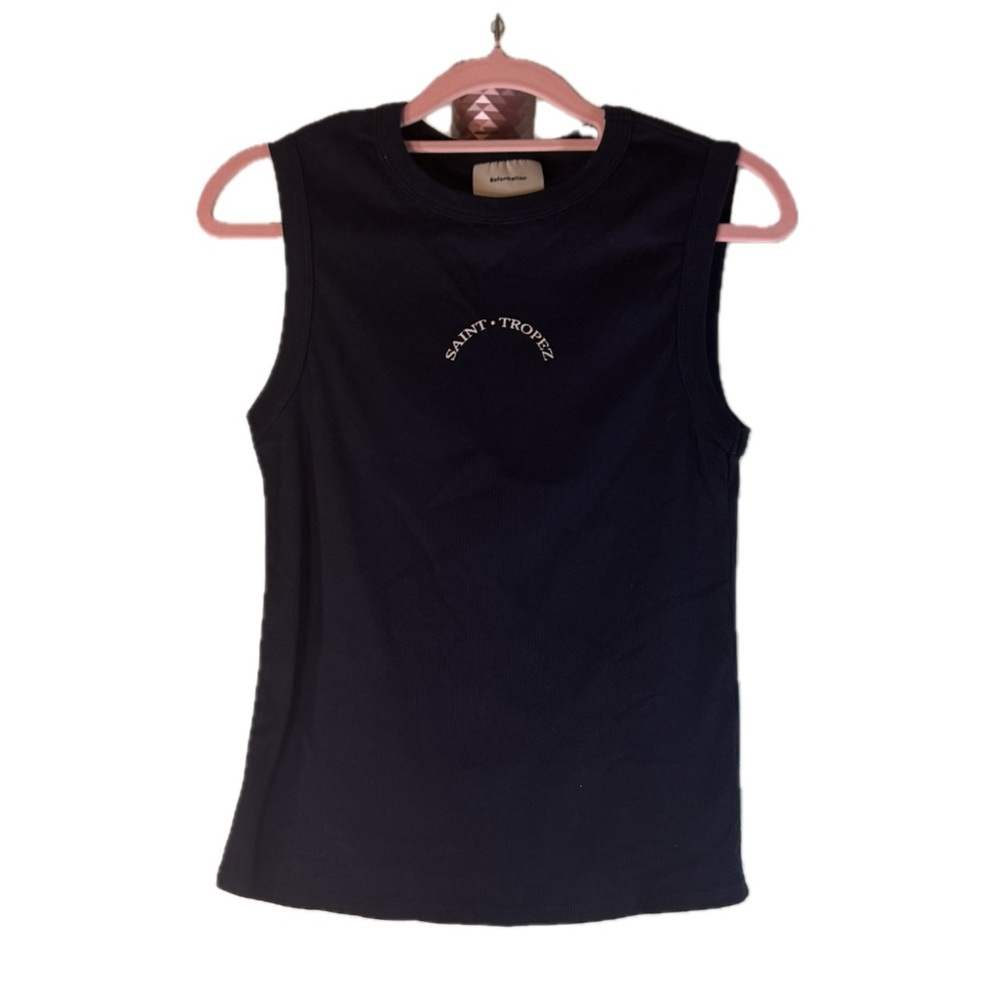 Title: Reformation Black "Saint Tropez" Ribbed Muscle Tank Top - Size M